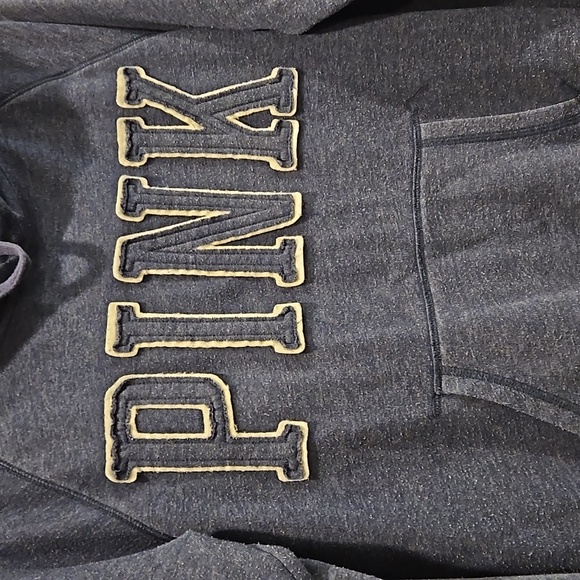 Victorias Secret PINK Hoodie Sweatshirt Pullover Womens Medium Blue and White - Picture 2 of 7